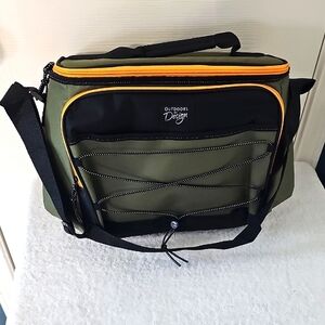 NWT Outdoors By Design 24 Can Cooler Bag Adjustable Strap 9 Inch Green & Orange